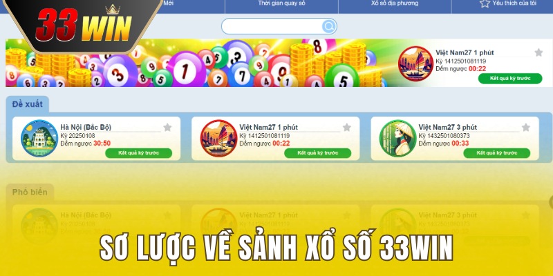 Sơ lược về sảnh xổ số 33win